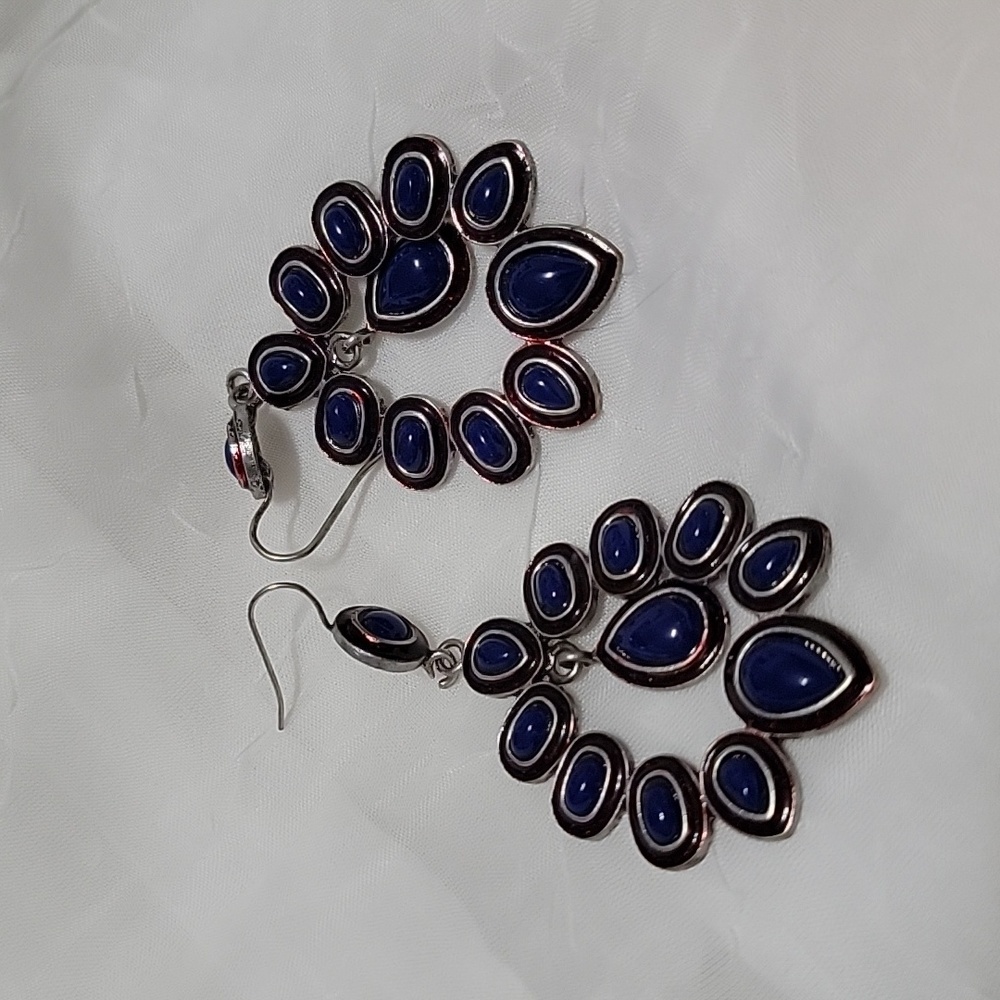 Blue stone silver earrings